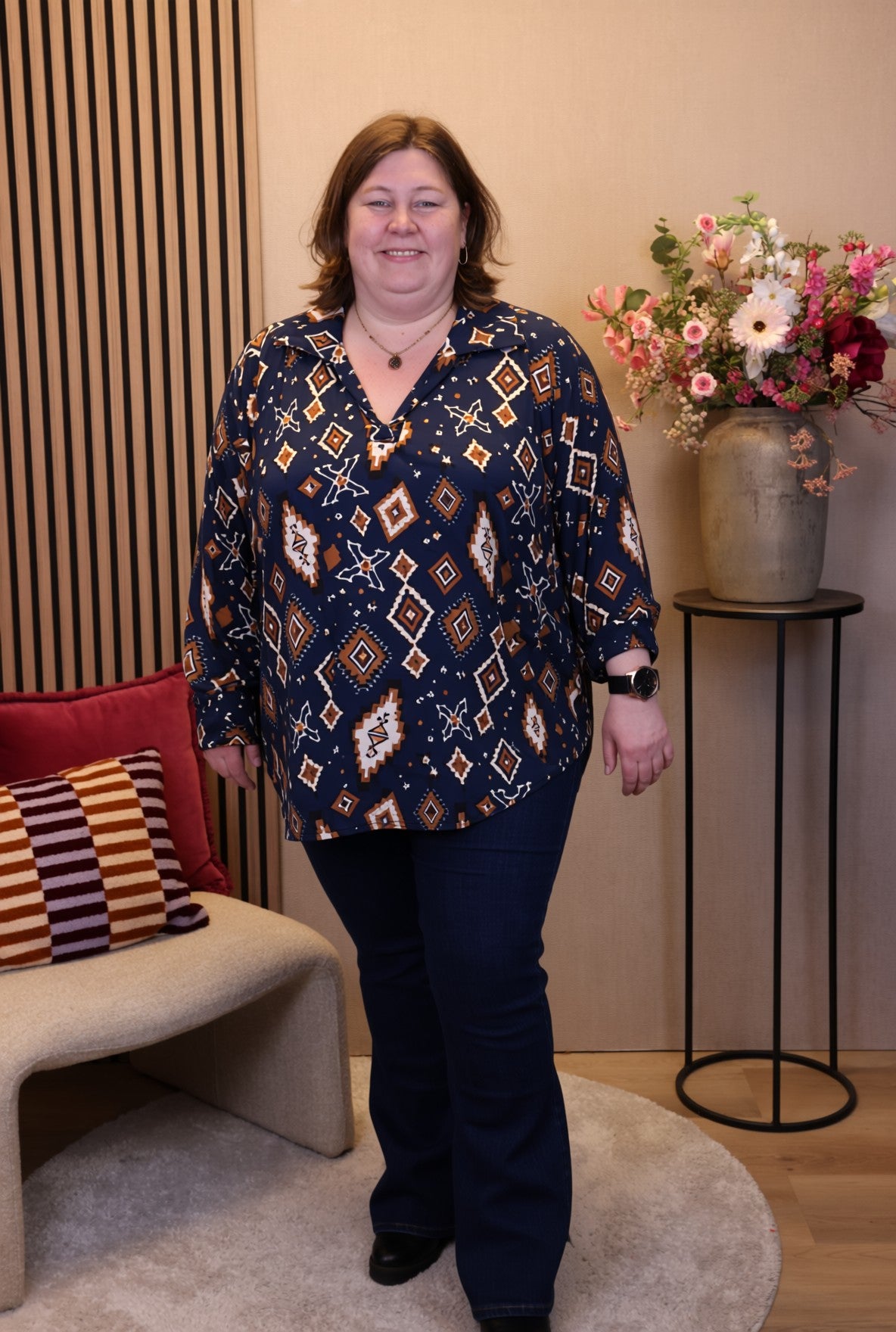 Mabel | Blouse blauw met kraagje