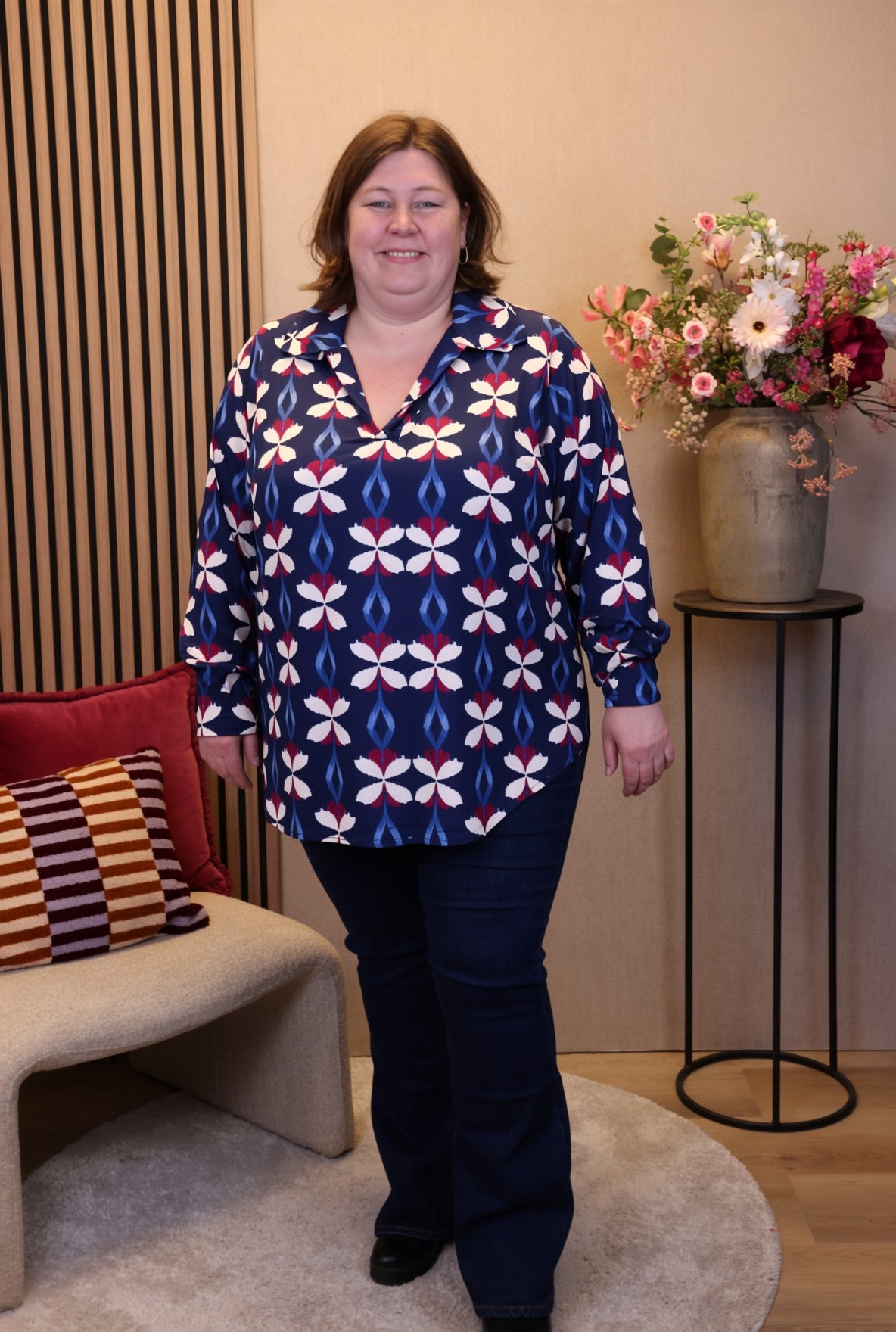 Josephine | Blouse blauw met kraagje