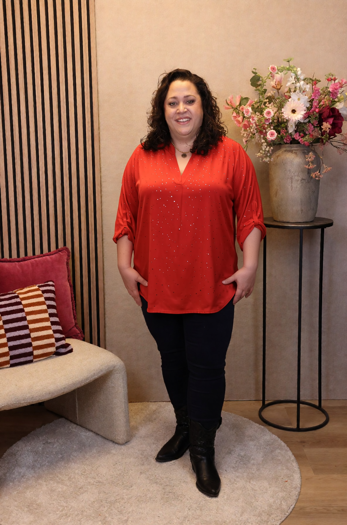 Mieke | Glitter blouse rood