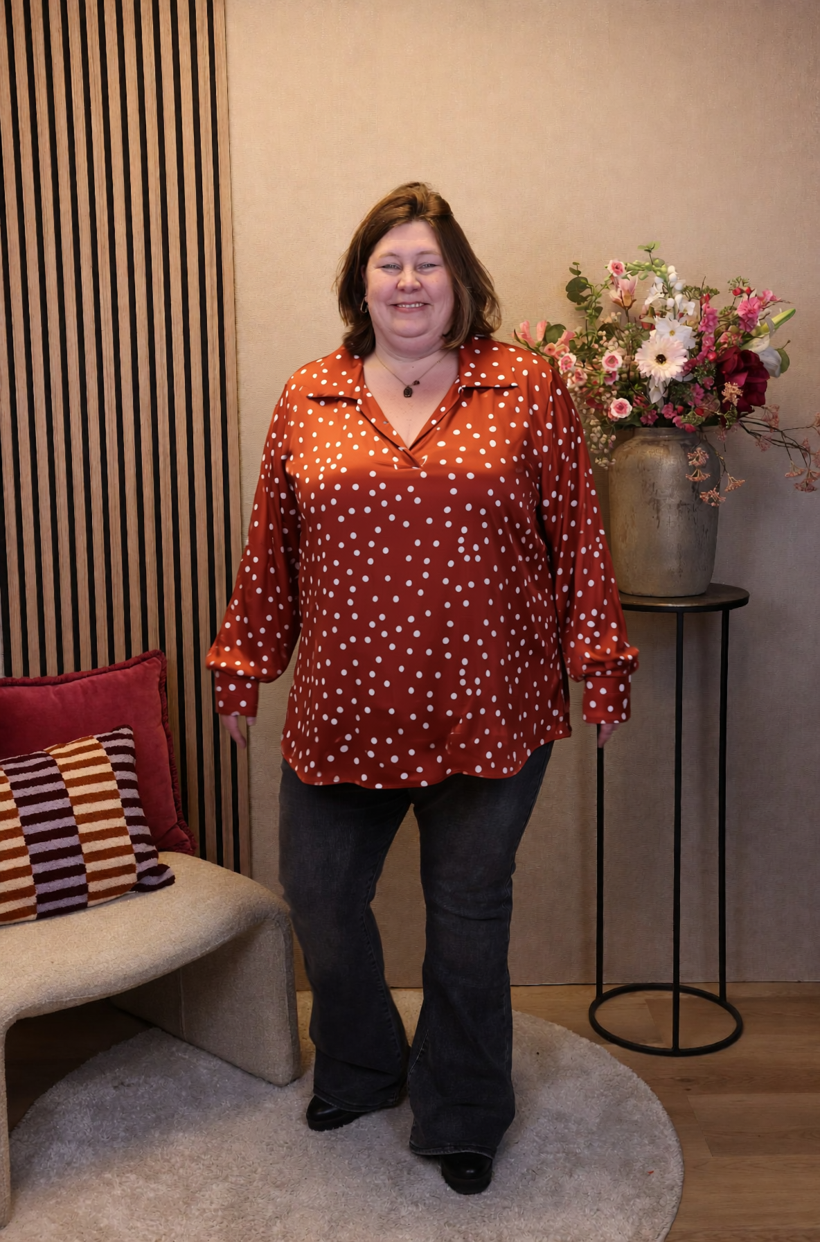 Boukje | Blouse rood met kraagje
