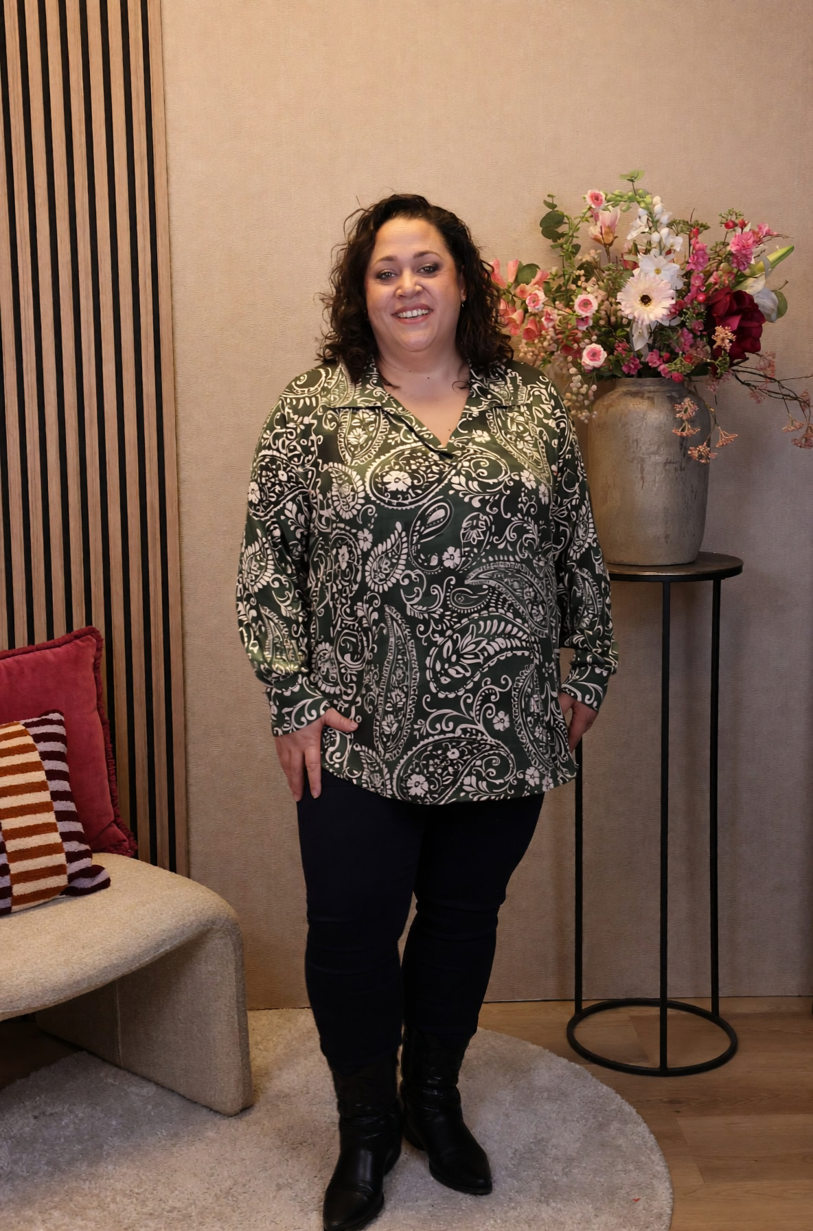 Nika | Blouse groen met kraagje