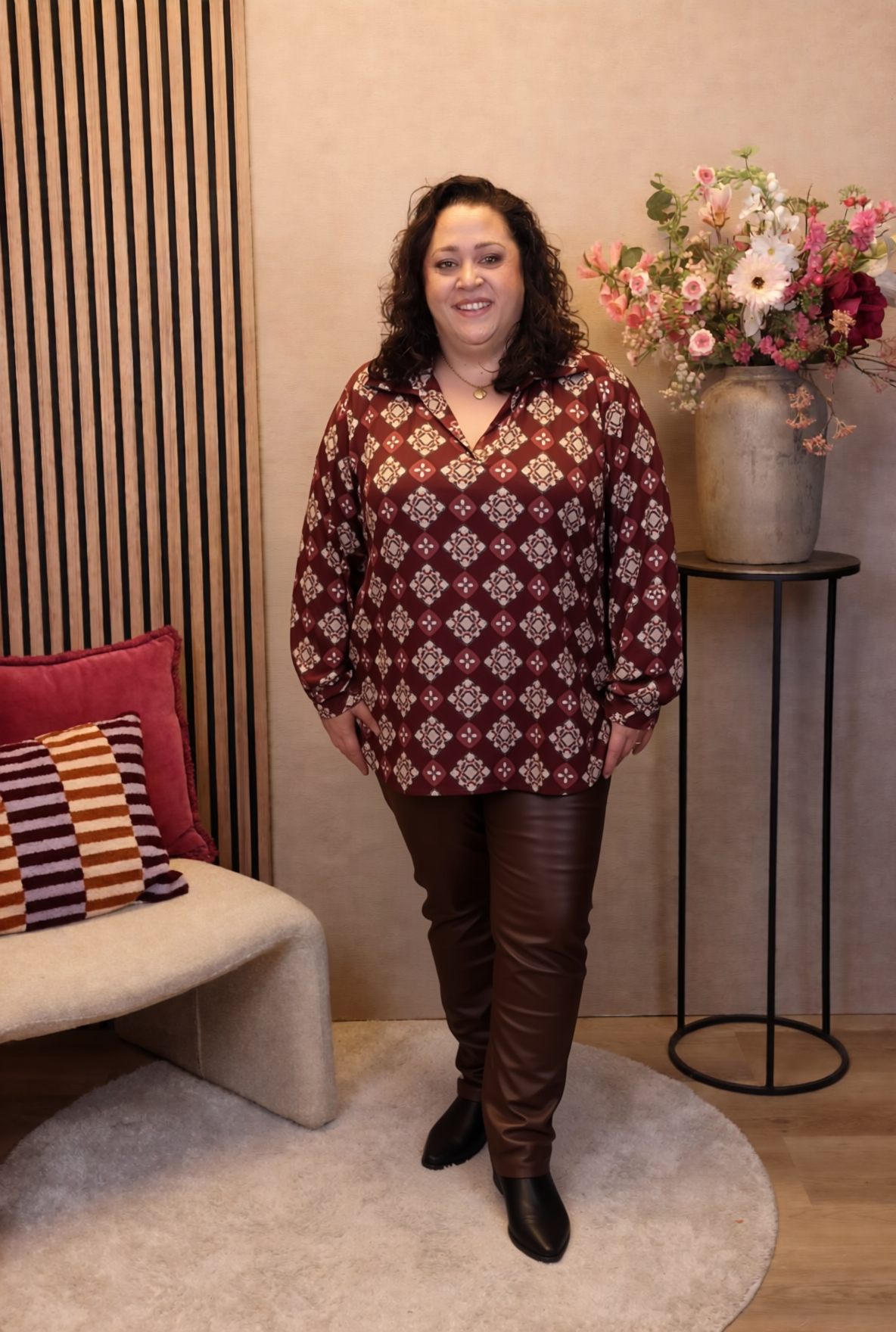 Thea | Blouse roze met kraagje