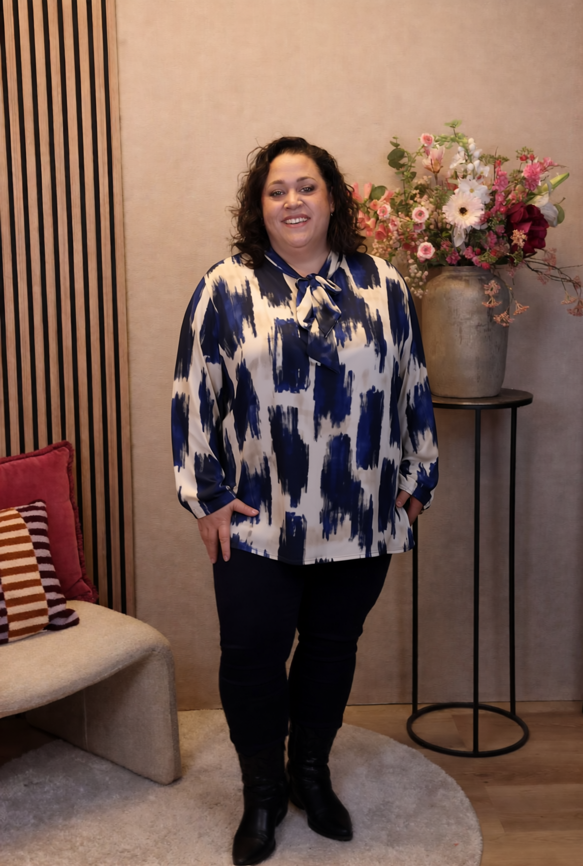 Molly | Blouse blauw met strik