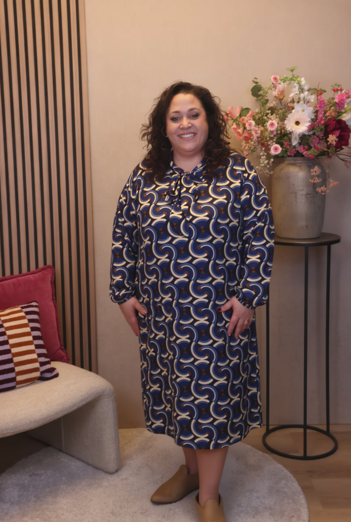 Dionne | Jurk blauw met strik