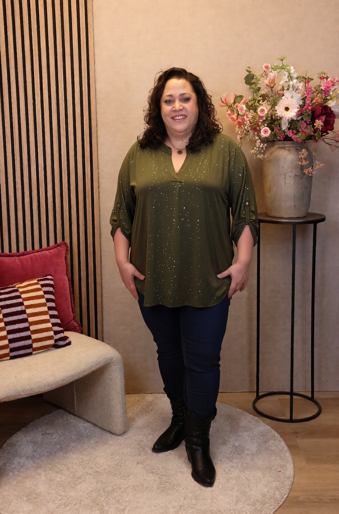 Mieke | Glitter blouse groen
